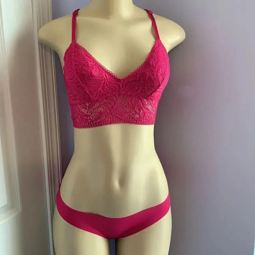 Auden Lace Lightly Lined Bralette Bra/ Panty Set XS